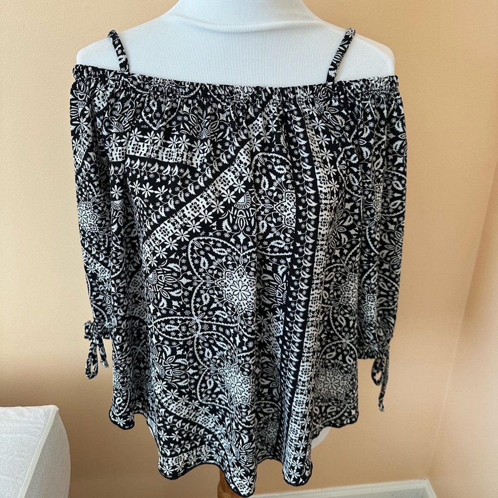Black and White Off-Shoulder Top
